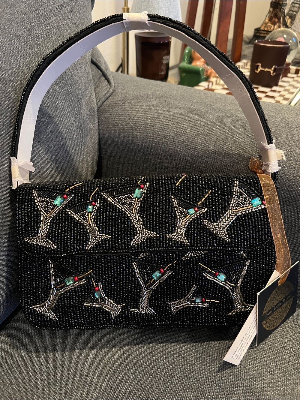Martini Beaded Shoulder Bag NEW
